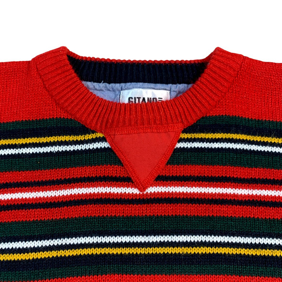 Vintage 90s Gitano Striped Acrylic Crewneck Sweater- Men's Size Large Pullover - Picture 7 of 9